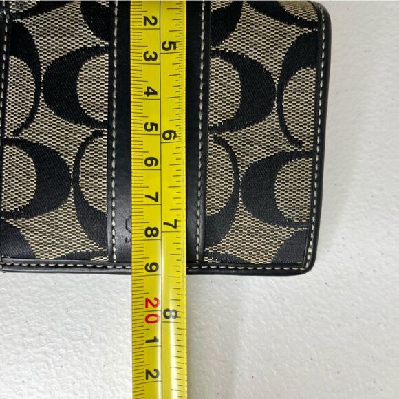 Coach Signature C Logo Classic Black Brown Bifold Wallet Leather Canvas Women - Picture 8 of 10